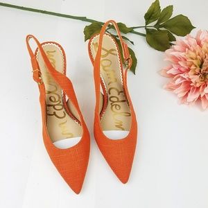 Sam Edelman Orange Hastings Linen Slingback pumps